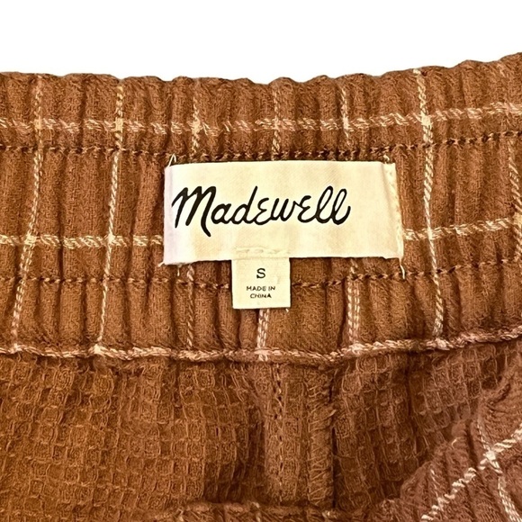 Madewell Waffleback Pull-On High-Rise Pants in Windowpane. Brown Size S #824 - Picture 7 of 8